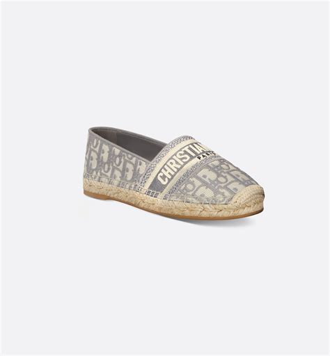 Dior Granville Espadrille Stone Gray Dior Oblique Embroidered 